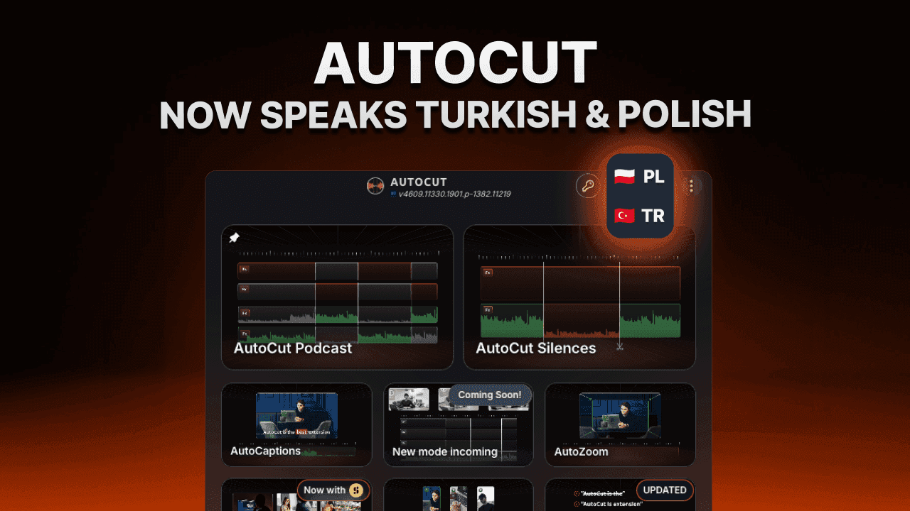 AutoCut 이제 터키어와 폴란드어를 구사합니다