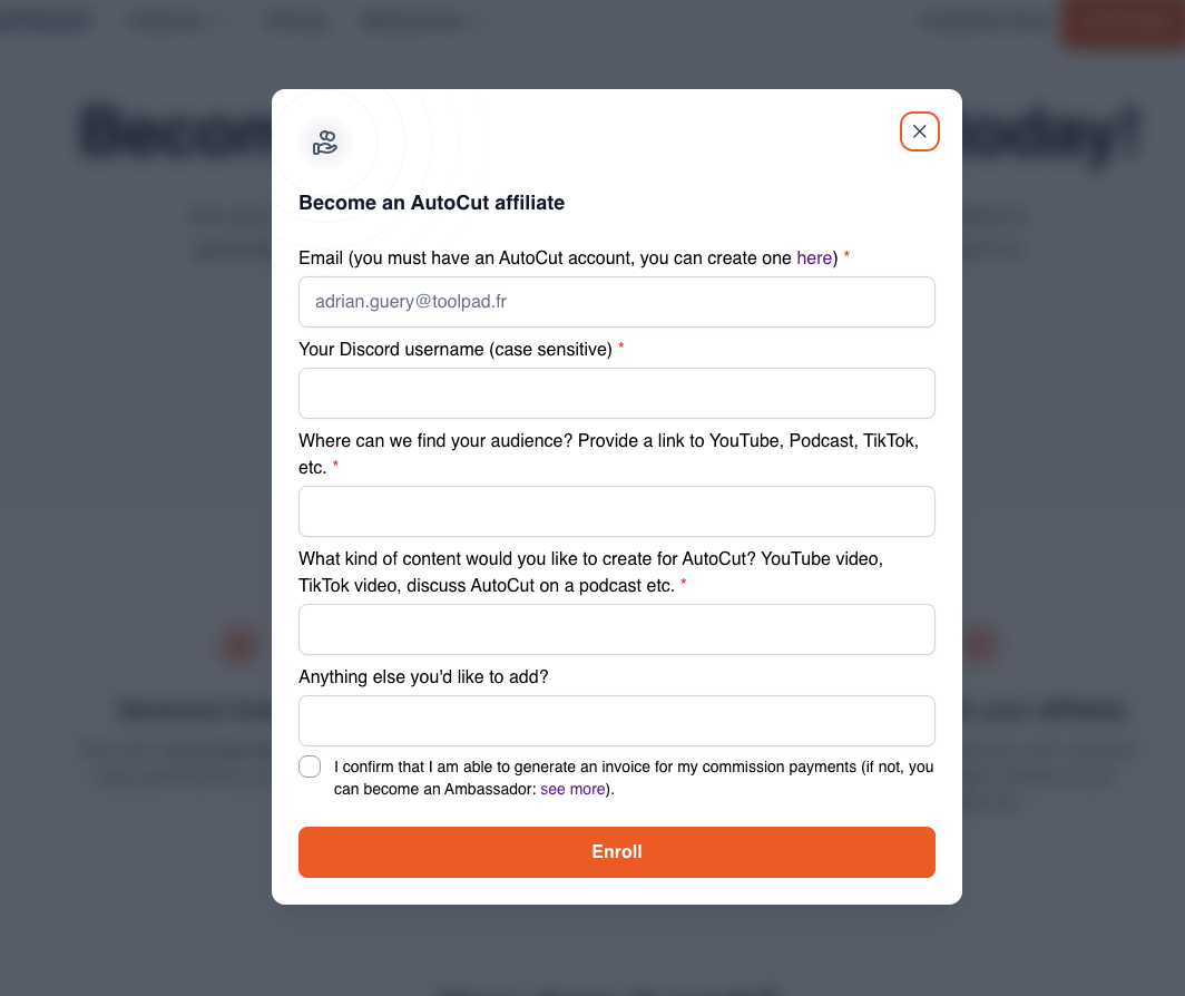 Affiliation form